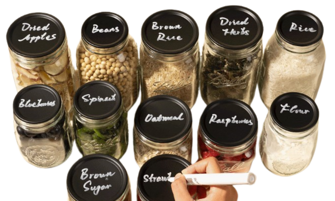 Jars with chalkboard top lids
